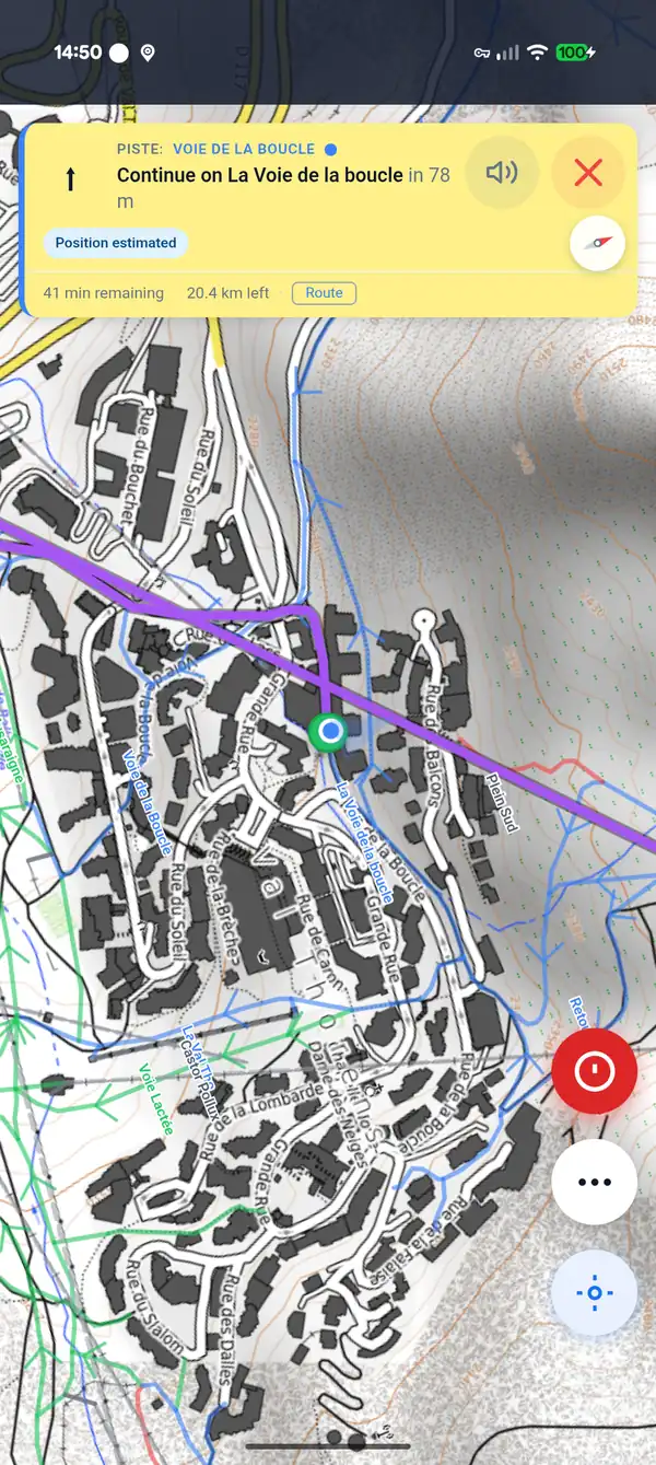 Turn-by-turn ski navigation in the Glidr app