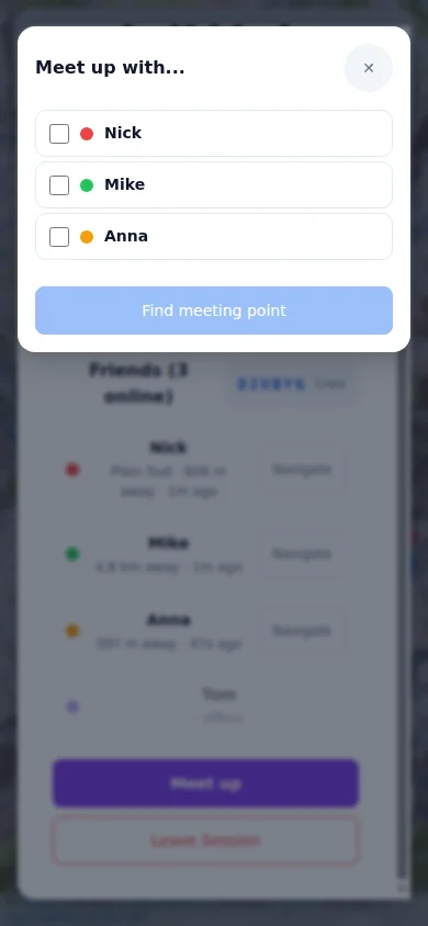 Glidr meet up friend picker dialog