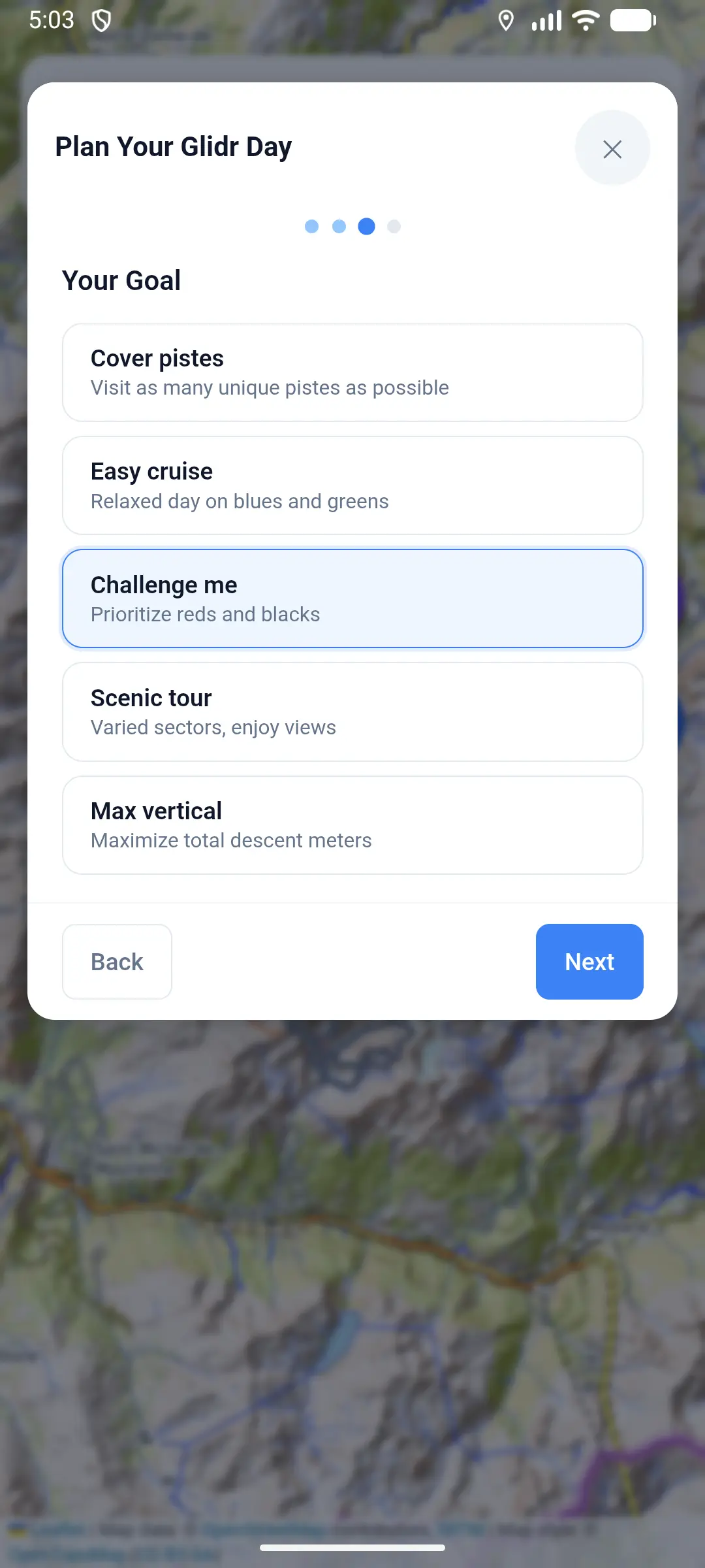 Glidr day planner goal selection